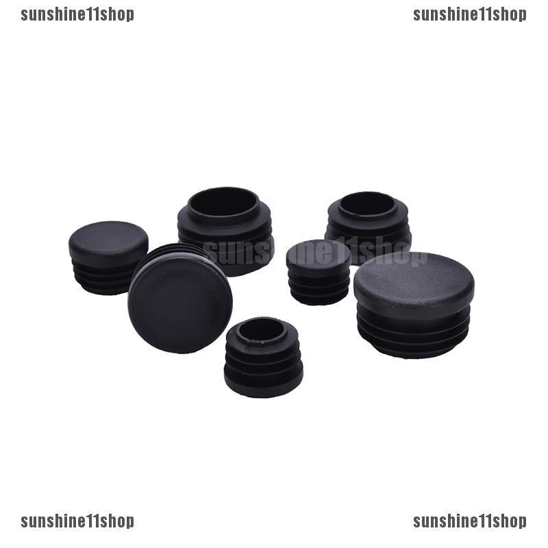 10x Black Plastic Blanking End Caps Cap Insert Plugs Bung For Round Pipe TubY J9 