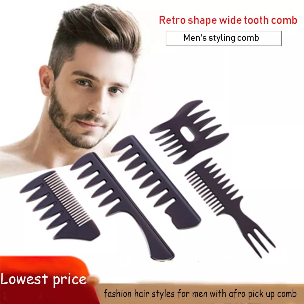 New men's hairdressing comb retro oil head wide tooth comb airplane head  fork comb beard comb styling hairdressing tools | Shopee Malaysia
