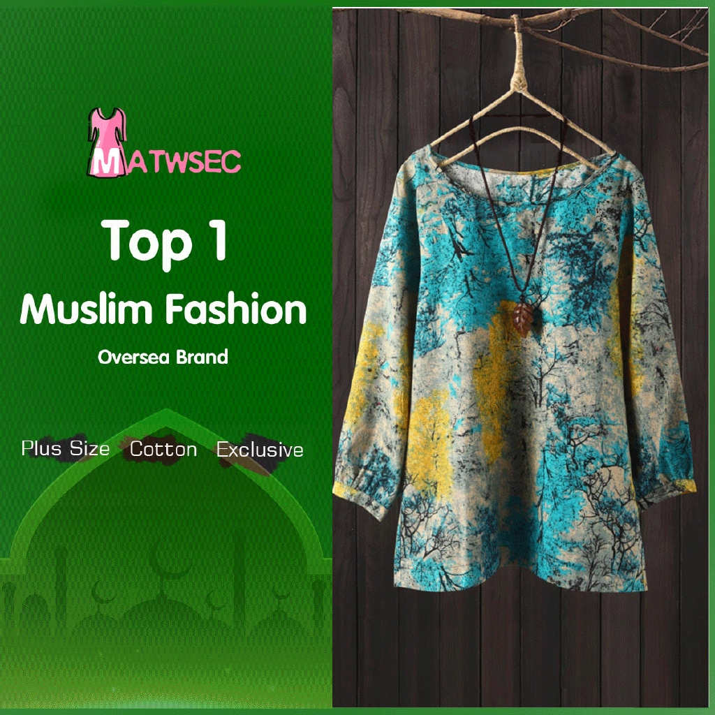 MATWSEC Hot Sale Women Blouse  Plus Size Tops Baju  Kurung 