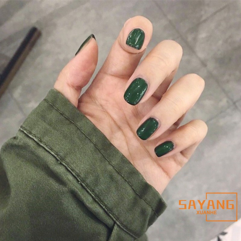 Coffin Forest Green Acrylic Nails Nail And Manicure Trends