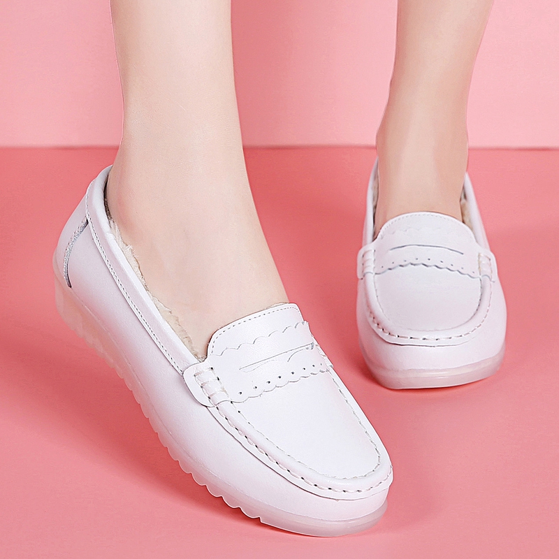[SCL] Women's Leather Loafers Easy Work Shoes Nurse Shoes Breathable ...