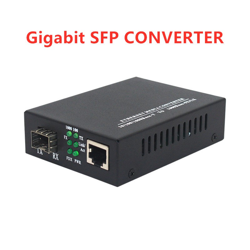 1000Mbps SFP Meida Converter 1Gb SFP Fiber to RJ45 Fiber Optic Media