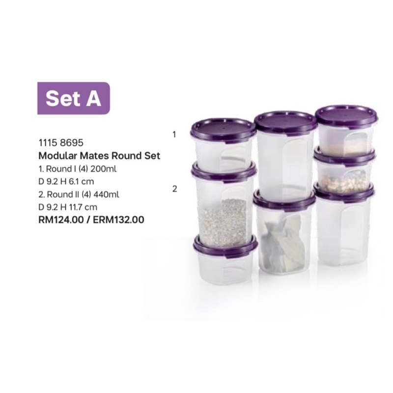 Tupperware Modular Mates Round Set 8pcs