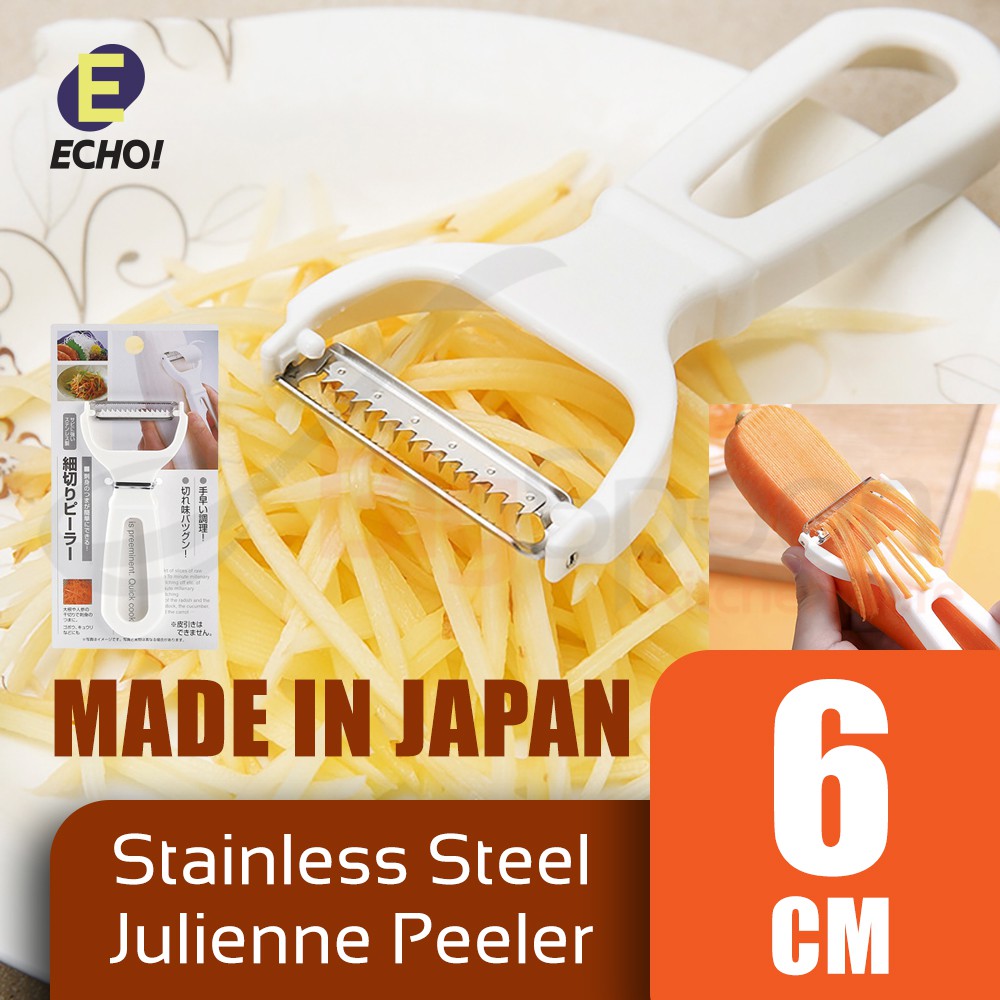 ECHO Julienne Peeler Stainless Steel Serrated Cutter Vegetable Peeler ABS Slicer Shredder Made in Japan [E7264]