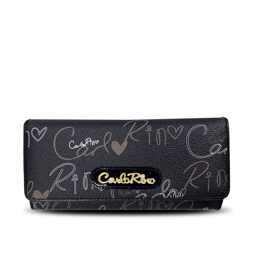 Carlo Rino Calligraphy Monogram 3-Fold Long Wallet - Black | Shopee ...