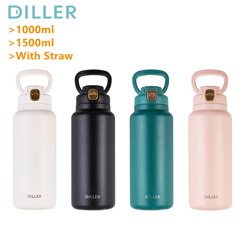 Diller Large Thermos Bottle Stainless Steel With Straw Temperature ...