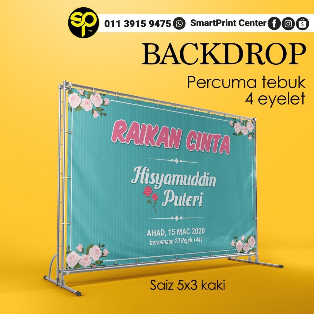 BANNER BACKDROP WEDDING SAIZ 5X3 KAKI