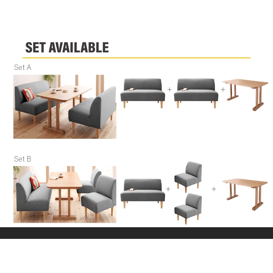 FINSSO: Felix Canvas Sofa Set with Solid Wood Table Restaurant sofa / Cafe sofa Restaurant set / Cafe Set