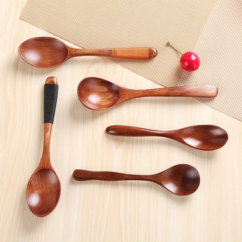 Wooden spoon vintage tie line rice spoon Korean style rice spoon wooden ...