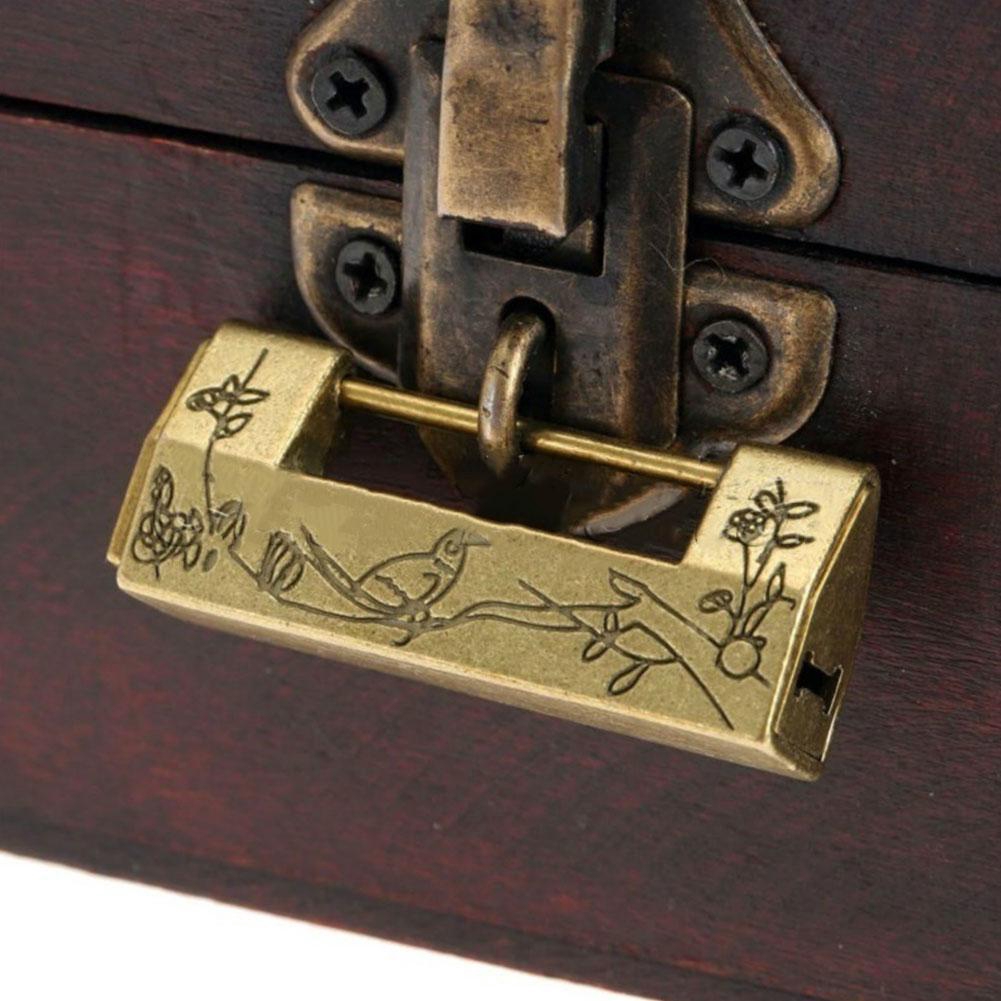Chinese Vintage Antique Locks Old Style Lock Excellent Brass Carved Word Padlock 