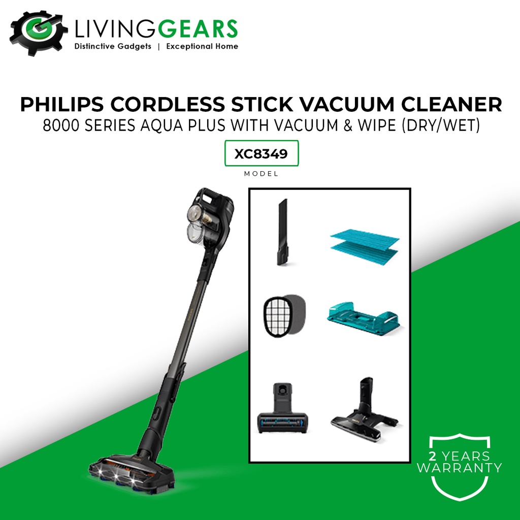 PHILIPS Cordless Wet/Dry Stick Vacuum Cleaner 8000 Series Aqua Plus