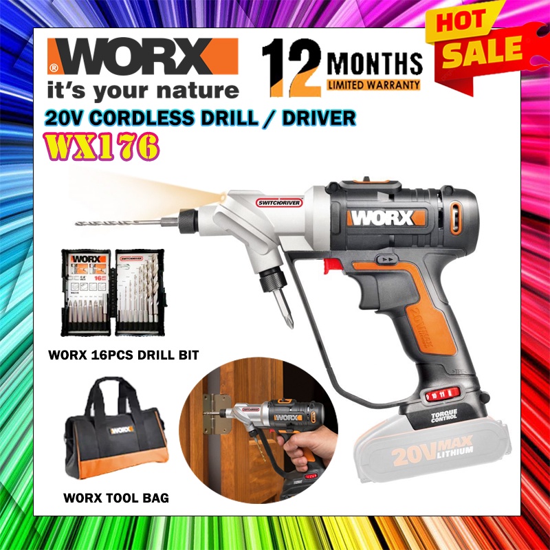 WORX WX176 POWER SHARE 20V MAX LITHIUM-ION CORDLESS SWITCH DRIVER ...