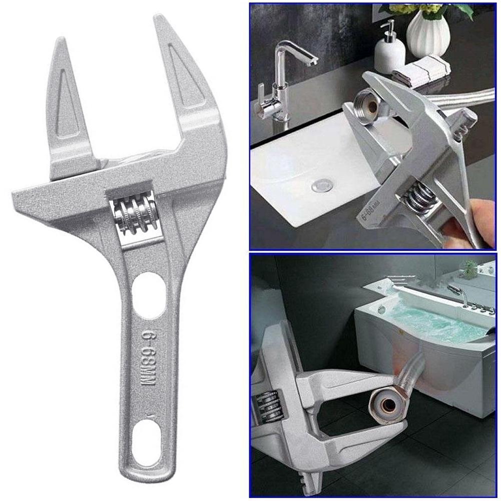 KISENG 16-68mm Mini Adjustable Spanner Short Shank Large Openings Ultra-Thin Adjustable Wrench 