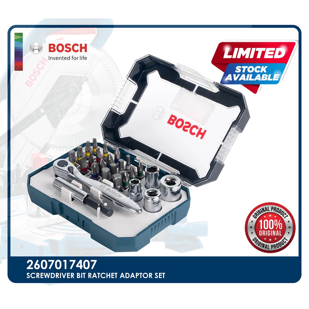 BOSCH 2607017407 Screwdriver Bit Ratchet Adaptor Set Shopee Malaysia