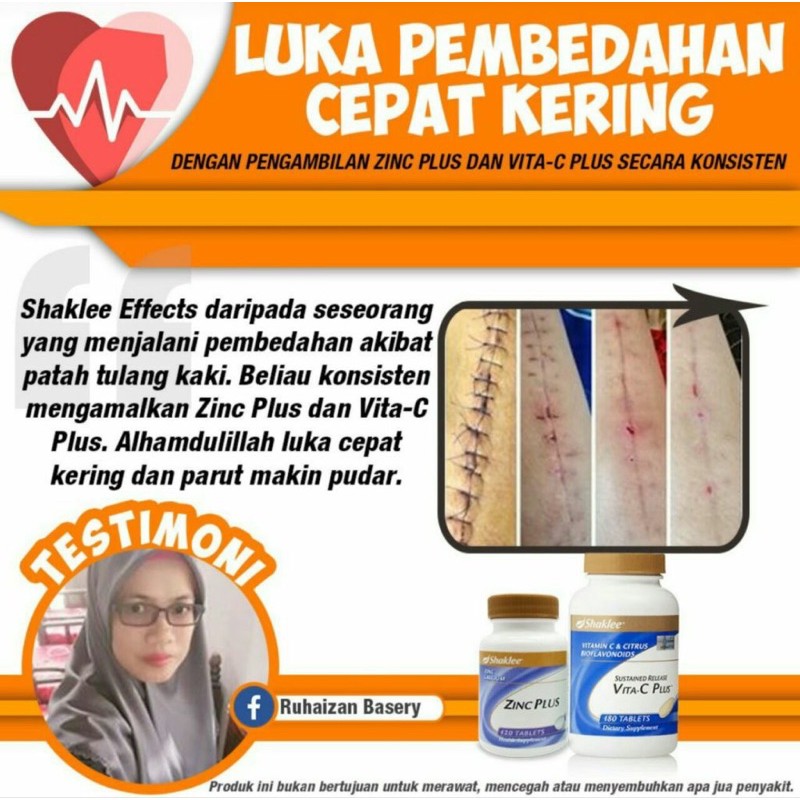 Sembuh Luka Lebih Cepat Dengan Shaklee Vita C Zinc Plus Luka Bersalin Pembedahan Czer Prenatal Postnatal Shopee Malaysia