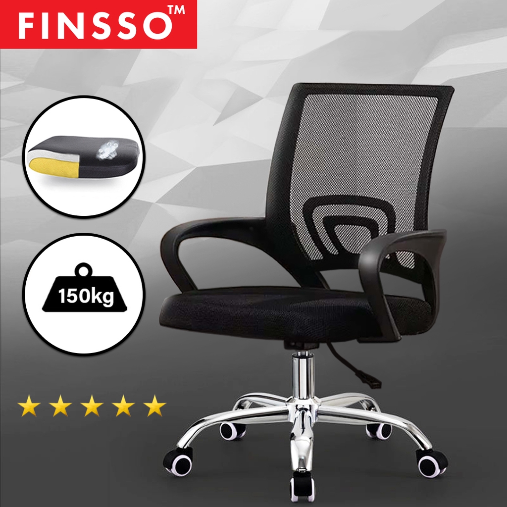 [READY STOCK] FINSSO: Adjustable Swivel Med - Back Mesh 4005 Office Chair with Chrome Leg (LIMITED UNIT)