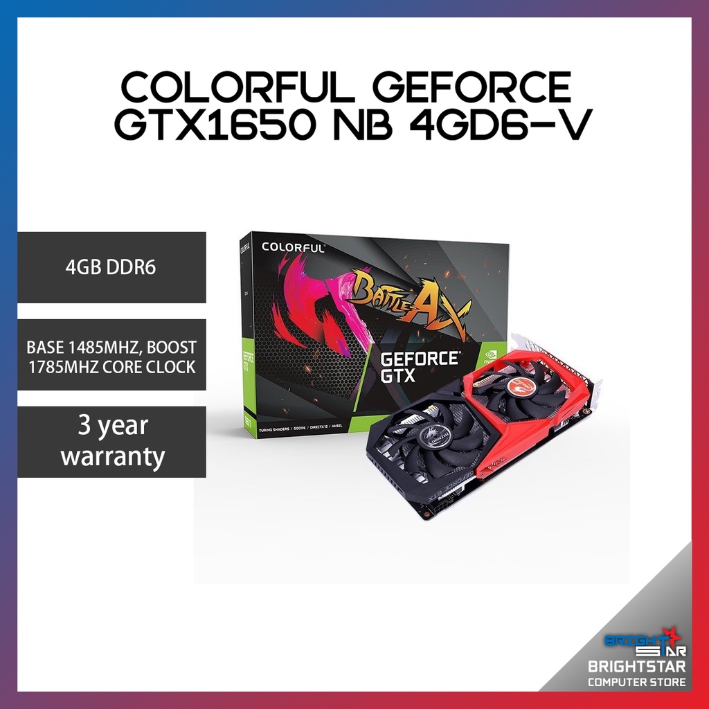 Colorful Geforce Gtx 1650 Nb 4gd6 V Graphic Card Shopee Malaysia