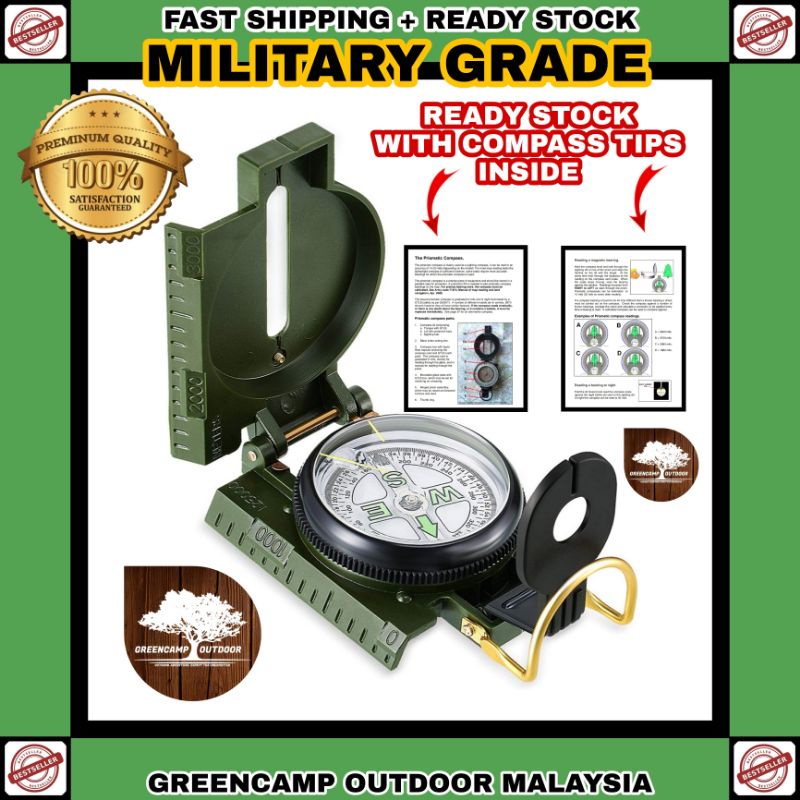 LENSATIC COMPASS MILITARY GRADE KOMPAS ARAH KIBLAT Prismatic Compass