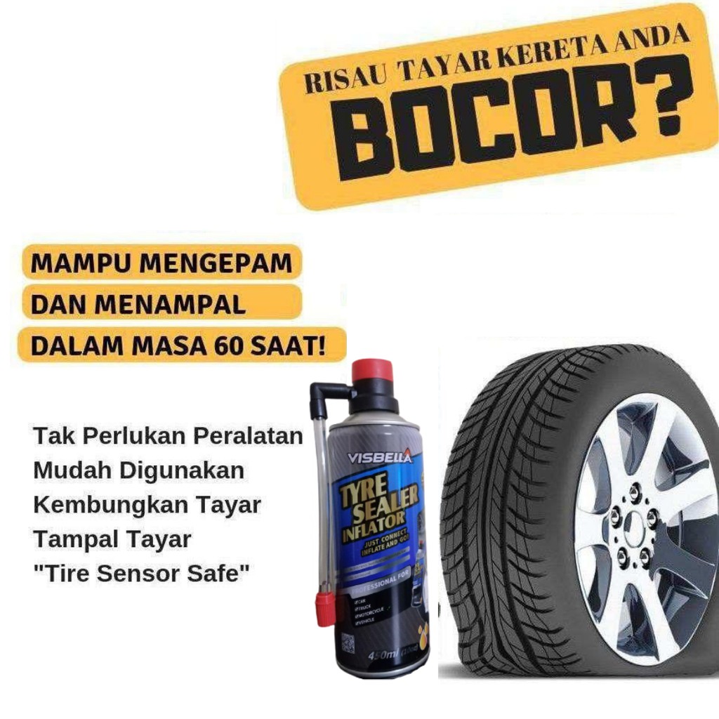 Usa Product Tampal Tayar Bocor Seawal 60saat Tyre Sealant Tyre Repair Tyre Sealer Visbella Tyre Repair Shopee Malaysia