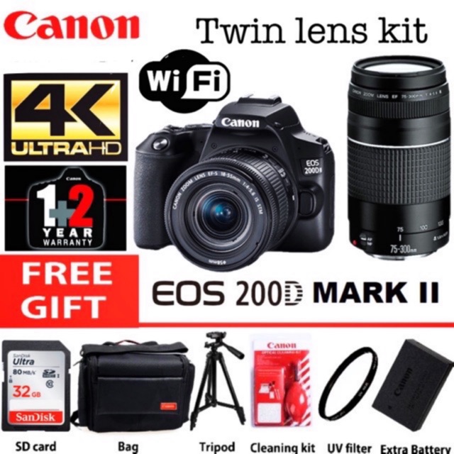 9 Digital Canon EOS 200D Mark II कैनन 200डी मार्क II DSLR Camera Dual 2022