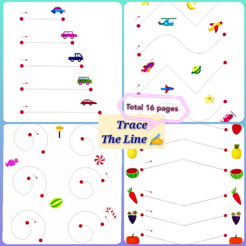 printable worksheet pdf tracing lines practice handwriting fun activities 16pages shopee malaysia