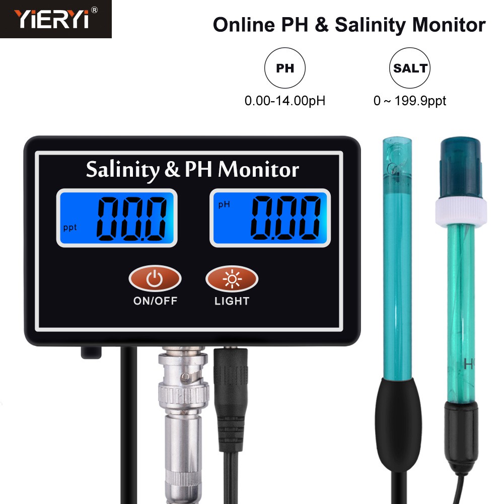 Online PH & Salinity Monitor 2 in 1 ph meter&Salinity Tester for