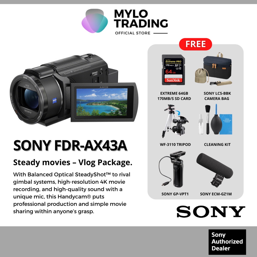 (Ready Stock) Sony FDRAX43A AX43 A & AX43 4K UHD Handycam Camcorder