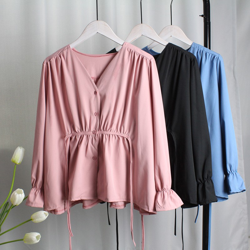 korean style women ladies chiffon shirt blouse baju  baju  