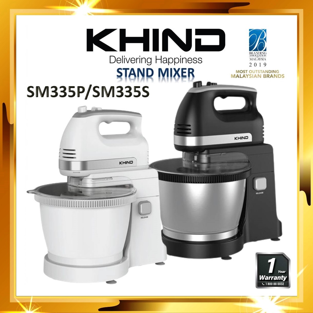 KHIND SM335P / SM335S Self Rotating Bowl Stand Mixer 300W 3.5 Litre & 5
