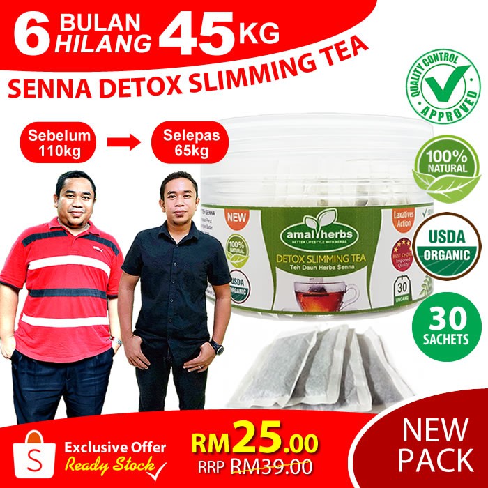 Teh Senna Detox 30 Uncang Teh Kurus Bajet Murah Slimming 