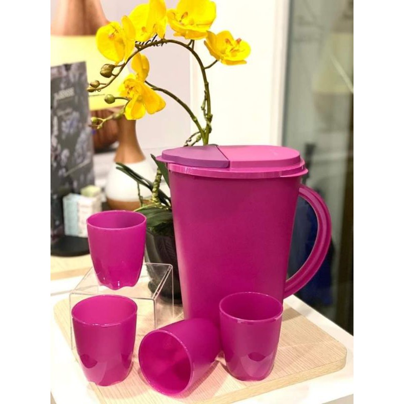 🔥 Ready Stock 🔥 Camelia Collection Serveware Set - 1 Pitcher (3.7L) + 4 Tumblers (275ml) 🔥