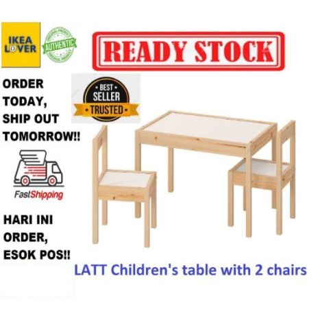 Ikea LATT Kids/Children's Table with 2 Chairs Set / SET Meja kanak ...