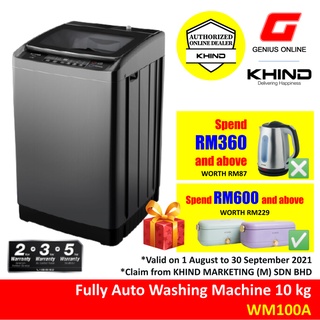 Khind Fully Auto Washing Machine Washer 10KG WM100A Mesin Basuh