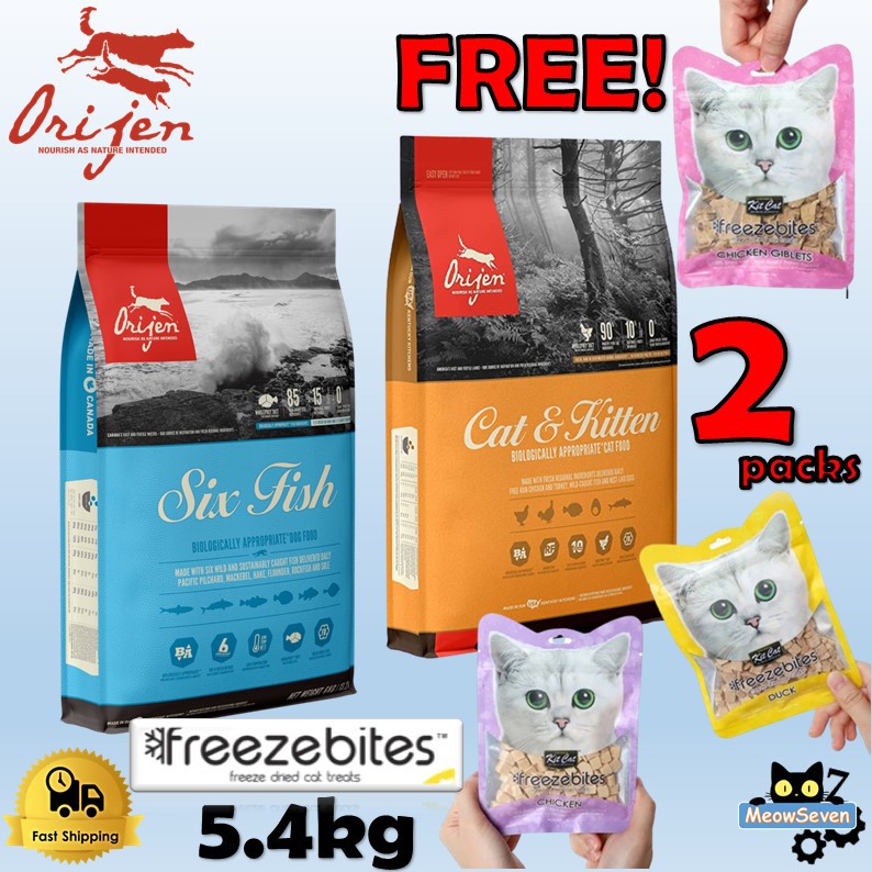Orijen Cat Kitten Orijen 6 Fish Six Fish Cat Dry Food 5 4kg Free Kit Cat Freeze Bites Cat Treats 2packs Shopee Malaysia