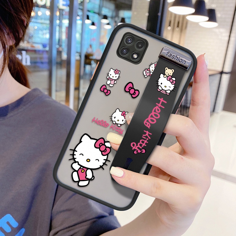 (With Wristband) For Samsung Galaxy A22 5G 4G Cartoon Hello Kitty