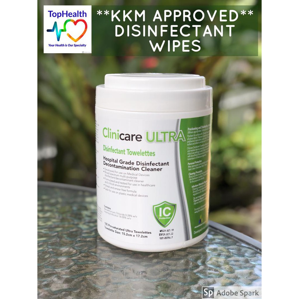 **KKM APPROVED** CLINICARE ULTRA DISINFECTANT WIPES HOSPITAL / MEDICAL