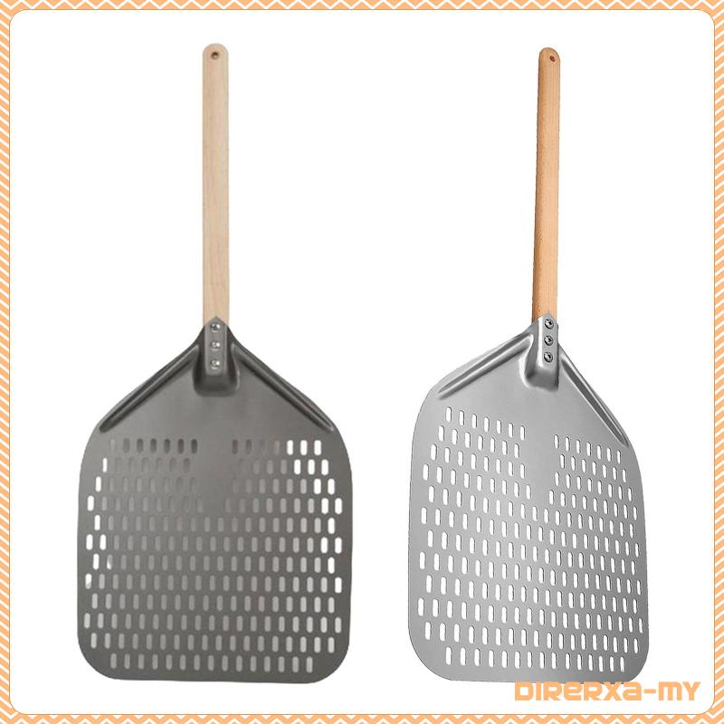 [direrxaMY] Aluminum Alloy Turning Pizza Peel Paddle with Wooden Handle Outdoor Pizza Oven Accessories