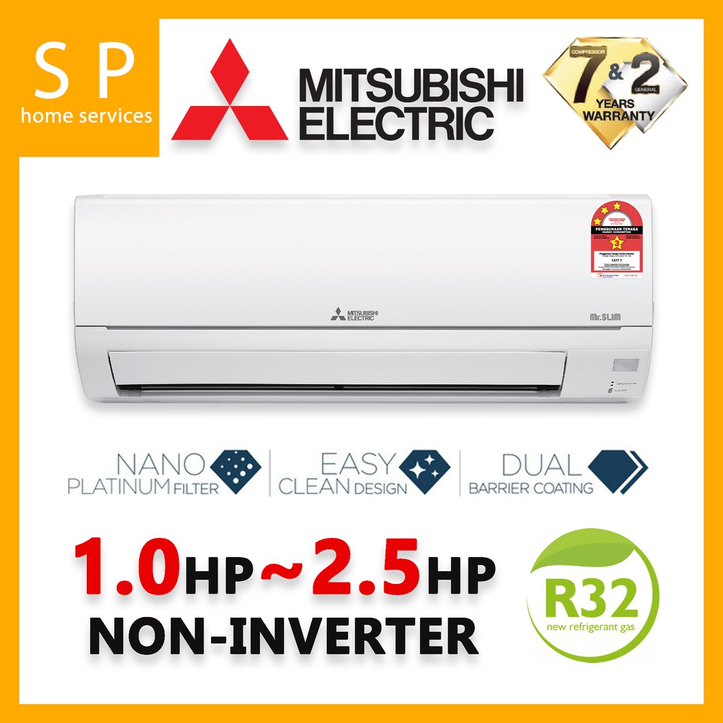 Mitsubishi R32 1.0HP~2.5HP Non Inverter Air Conditioner (MS-JR10VF ~ MS ...