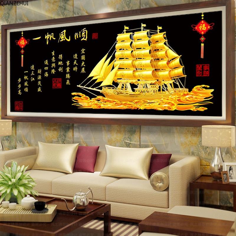 DIY 5D Embroidery,Round Diamond Smooth sailing Full ...