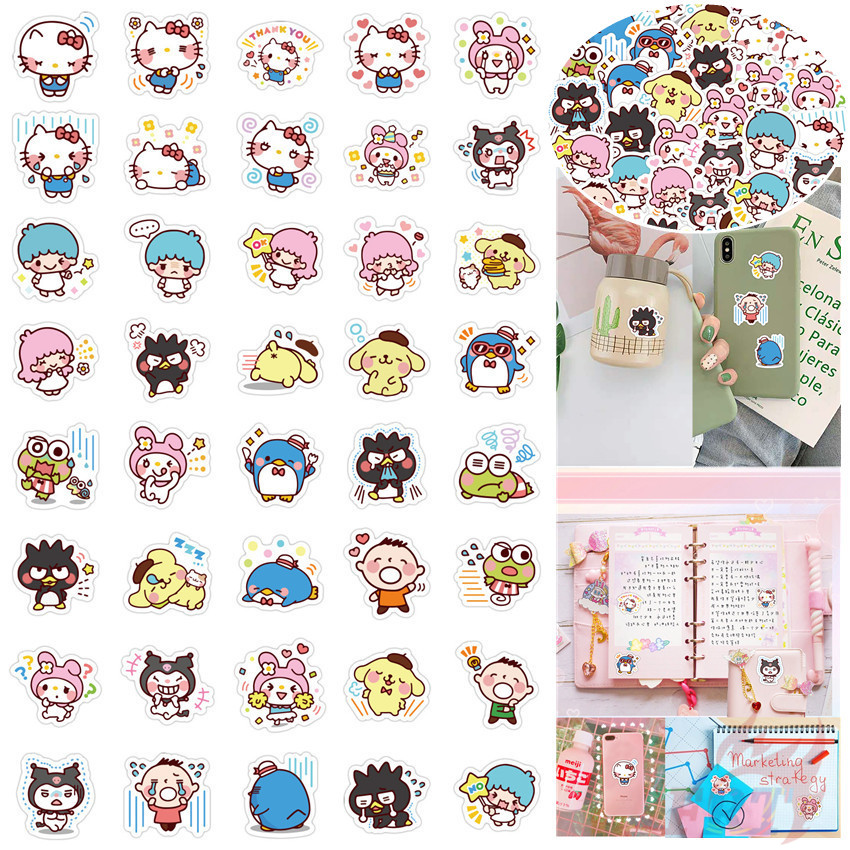 happy family portrait sanrio character stickers 40pcs set hello kitty my melody kuromi little twin stars diy decals stickers for album diary laptop scrapbooks skateboard shopee malaysia