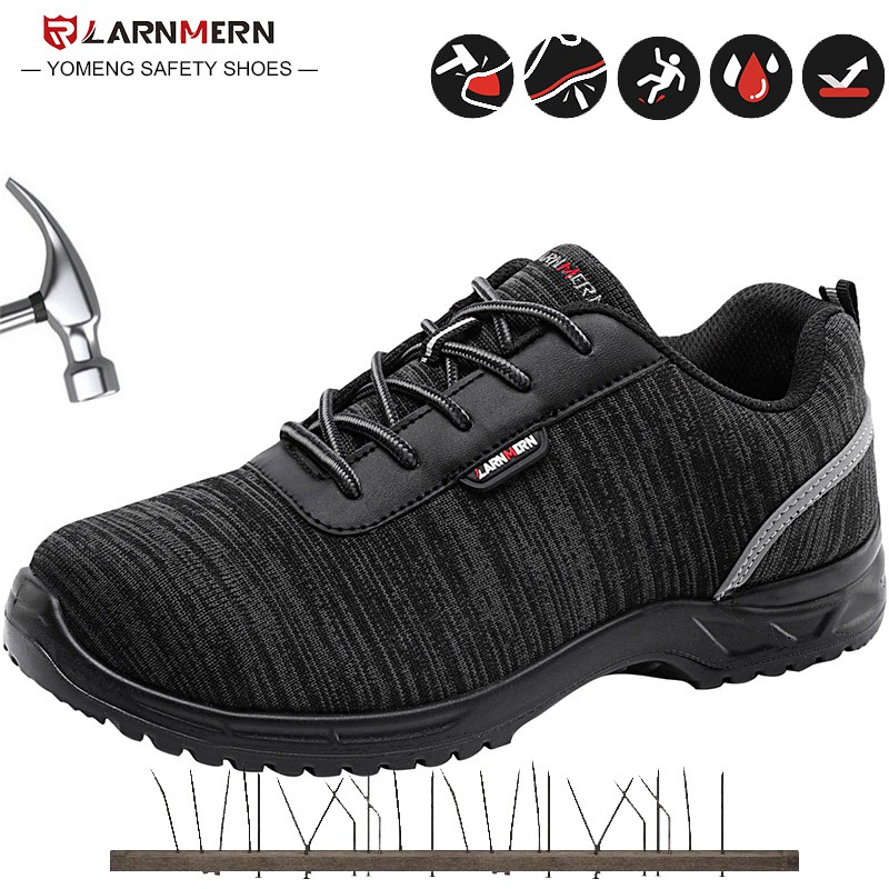 LARNMERN Steel Toe Shoes Women or Men Safety Shoe Lightweight Breathable Industrial Construction Outdoor Casual Sneakers