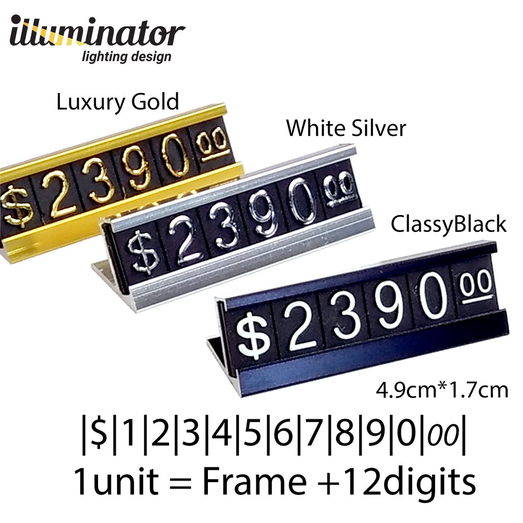 READY STOCK! Luxury price display stand tag aluminum frame golden