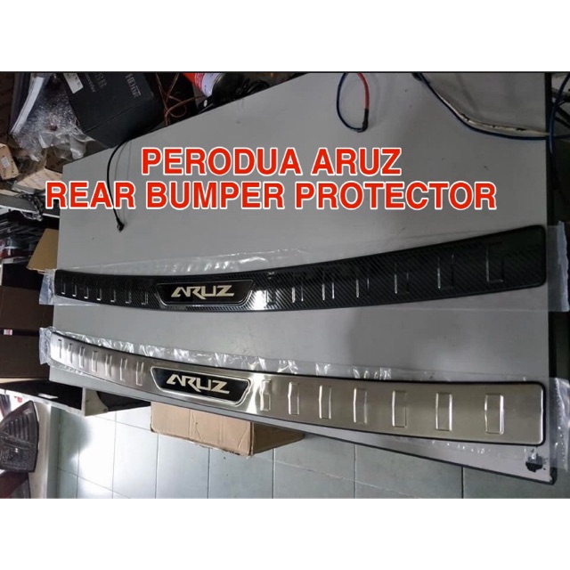 PERODUA ARUZ Rear Bumper Guard Protector (CHROME / CARBON 