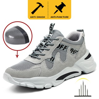 Kasut  Safety Shoes Steel toe cap Men shoes  Anti-smash Anti-puncture Lightweight Breathable Safety Boots