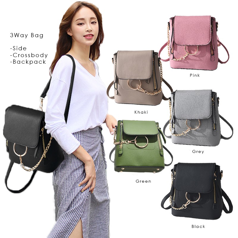 Trendy Korean Simple Style 3 Way PU leather Crossbody Shoulder Bag Beg ...