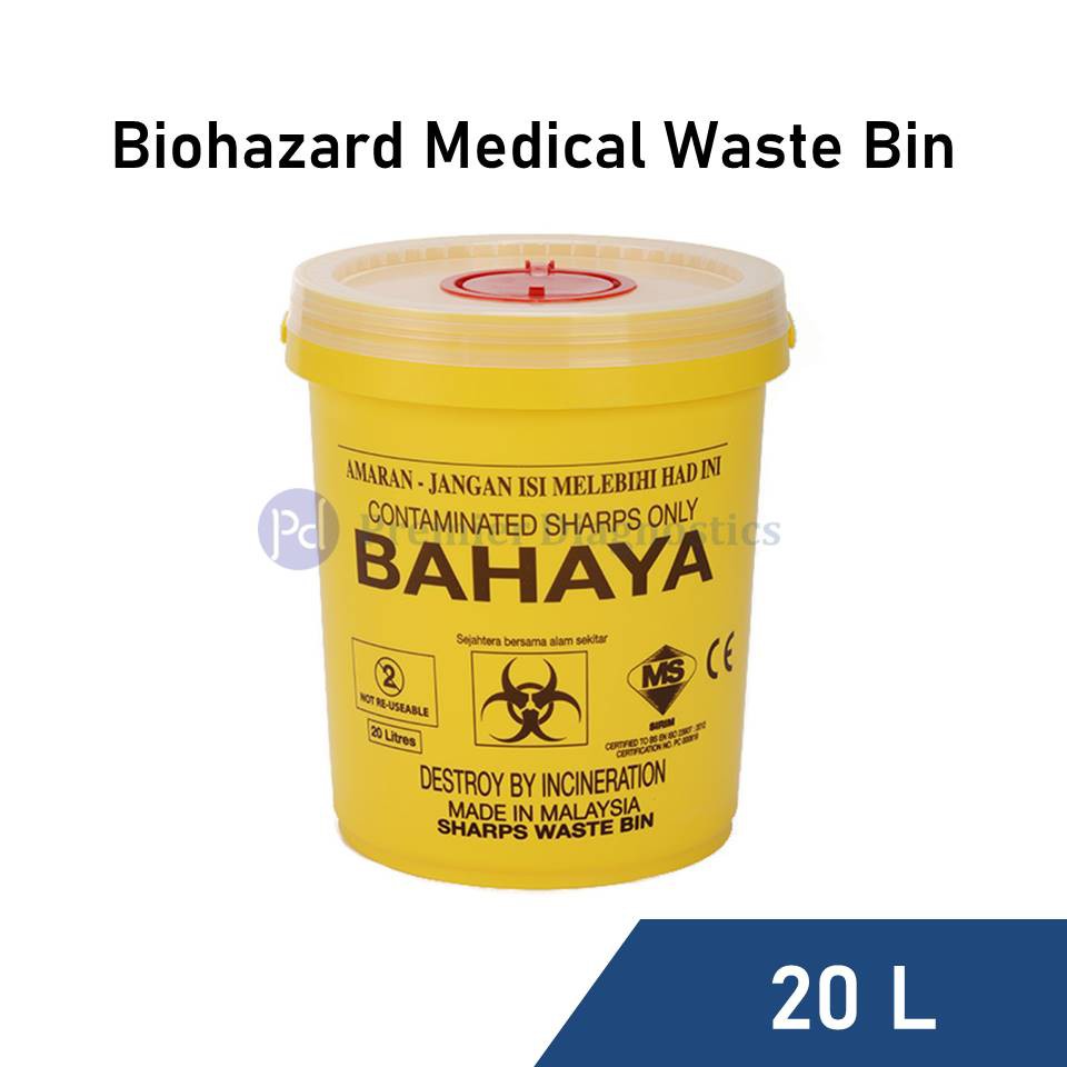 Yellow Biohazard Medical Sharp Waste Bin 20L Shopee Malaysia