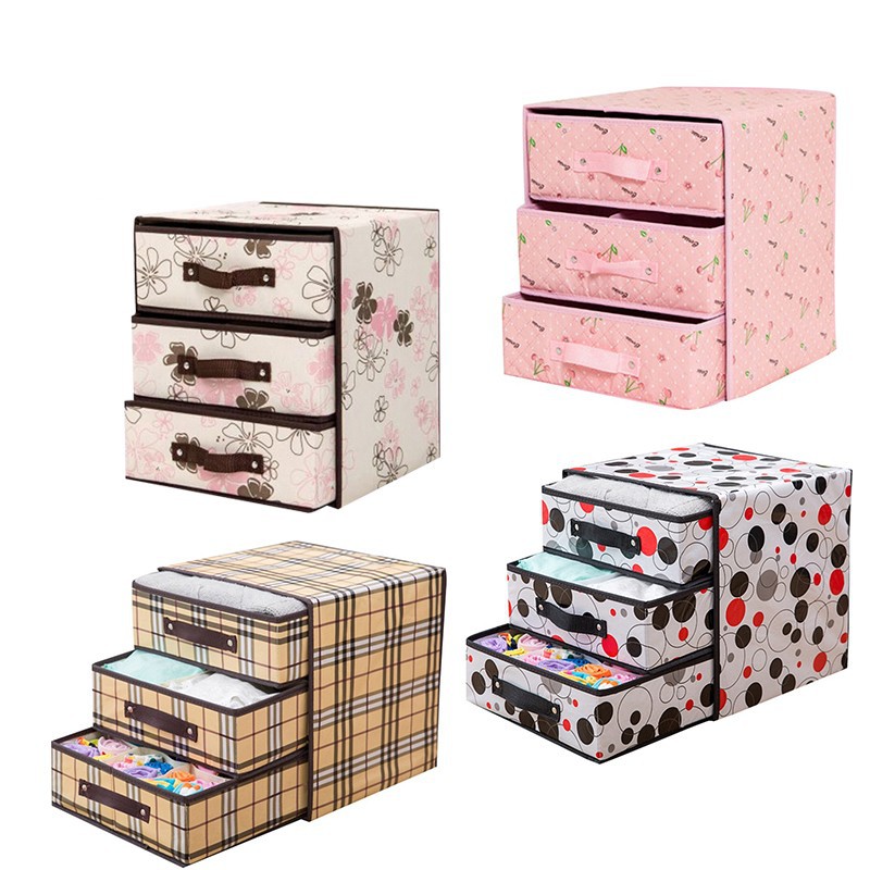 GTE 3 Layer Portable Folding NonWoven Fabric Storage Box Drawer