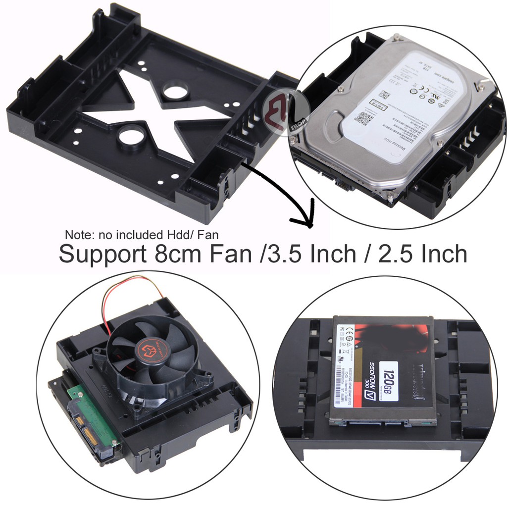 5.25 Optical Drive Position 3.5 Inch to 2.5 Inch SSD 8CM Fan HDD