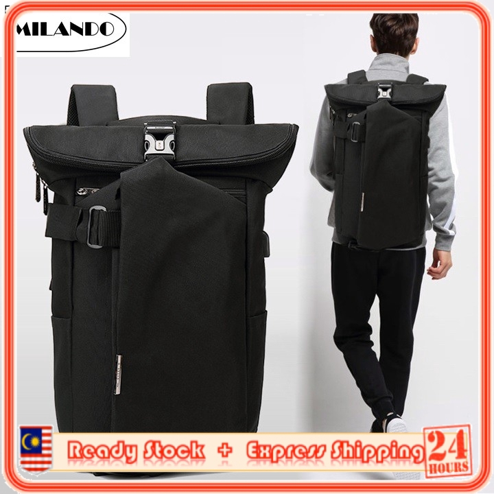 OZUKO Men Stylist Rolltop Anti Theft Travel Laptop Backpack School Bag Begpack Lelaki (Type 3)