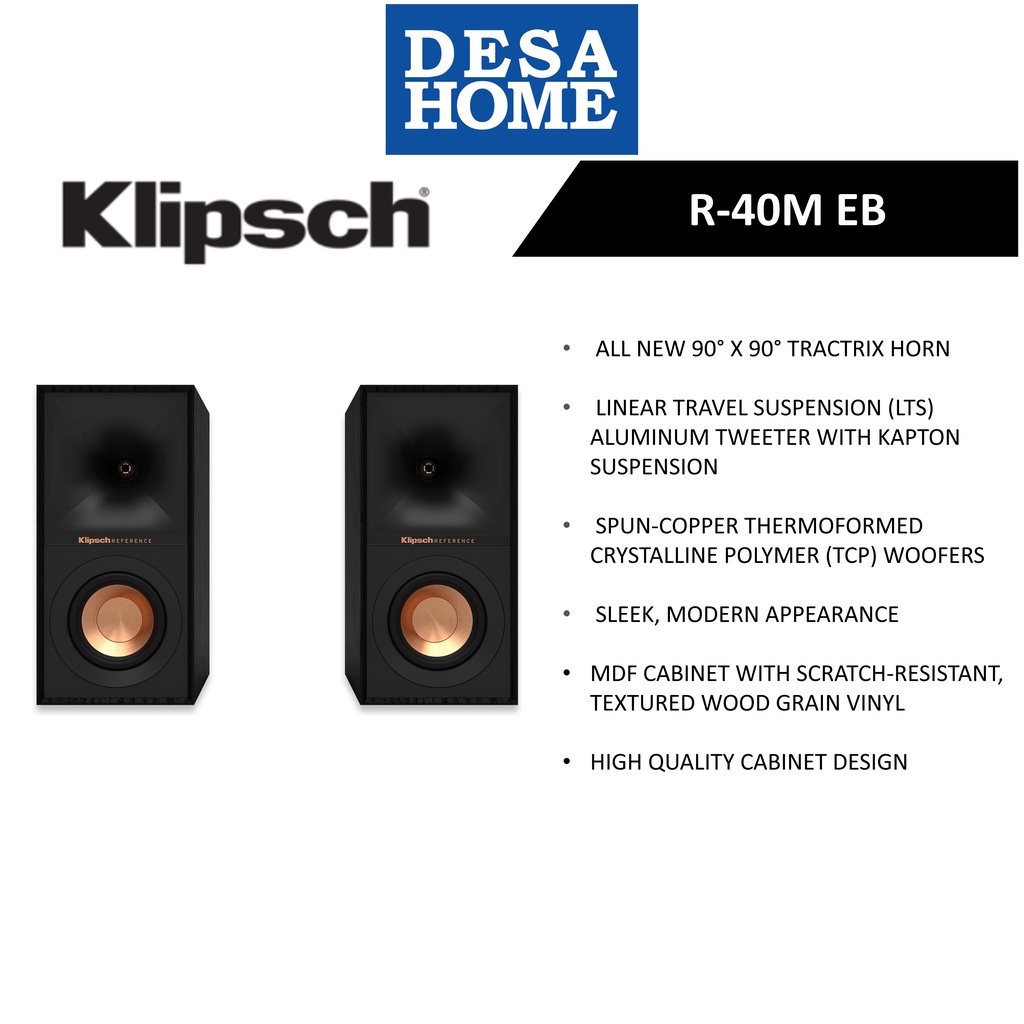 KLIPSCH R-40MEB  200W REFERENCE SERIES BOOKSELF SPEAKER R40MEB